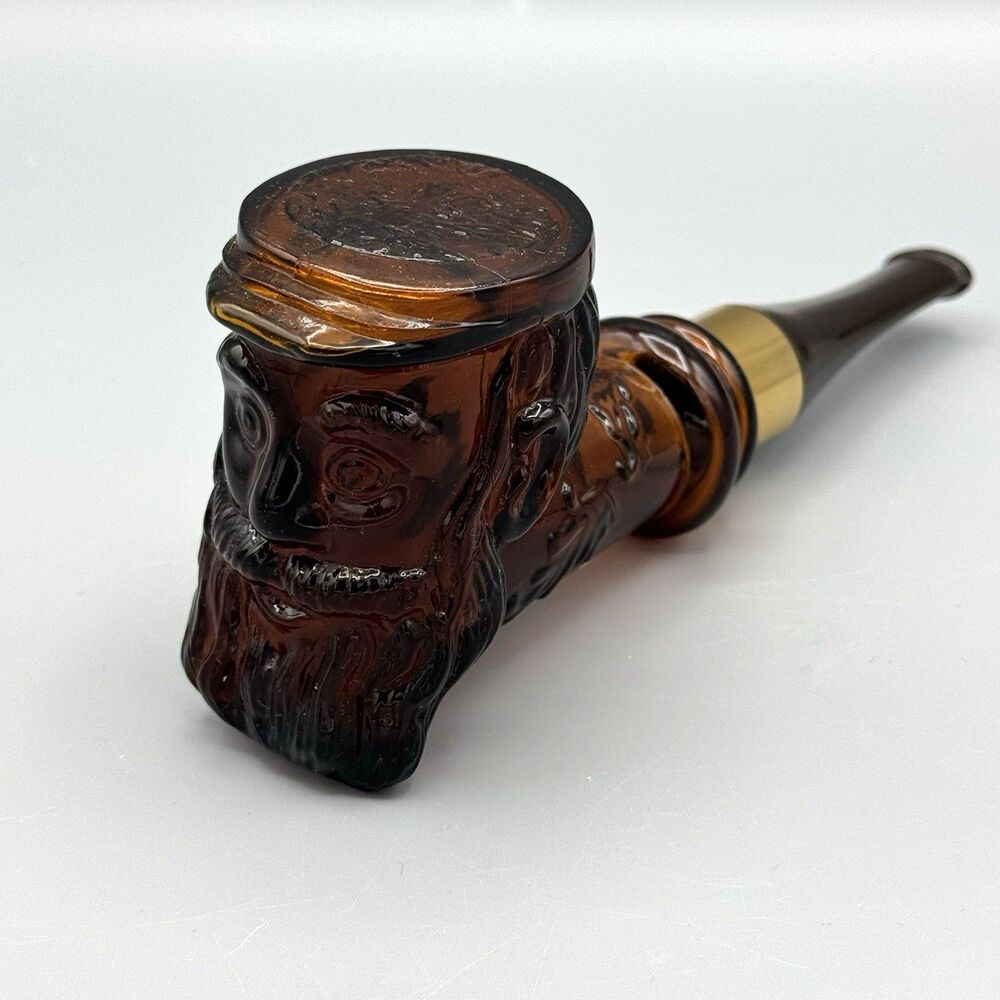 Vtg EMPTY Avon Bearded Sailor Pipe Glass Cologne Bottle 7" L Civil War Nautical